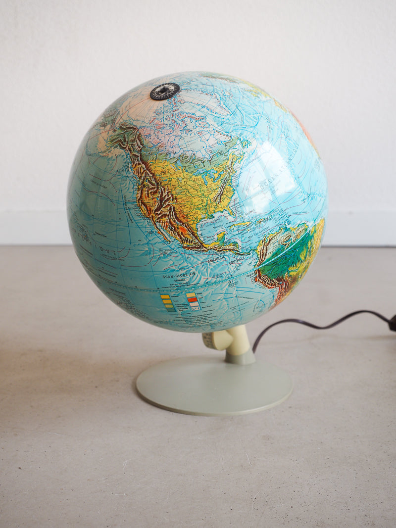 Grande mappemonde lumineuse vintage