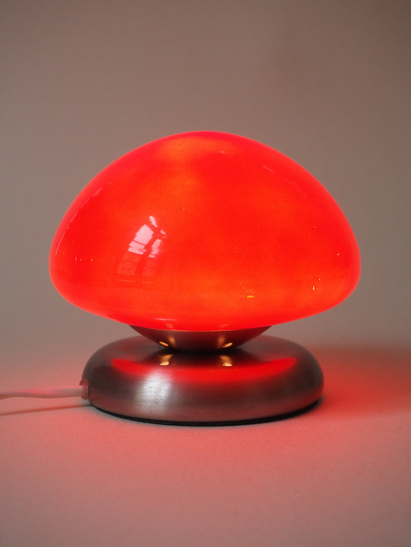 Petite Lampe Champignon Vintage – Globe Rouge Tactile