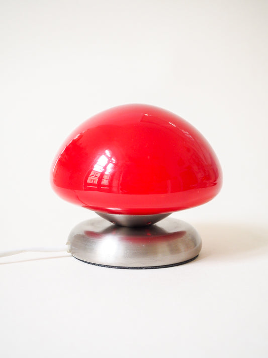 Petite Lampe Champignon Vintage – Globe Rouge Tactile