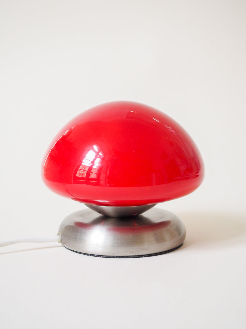 Petite Lampe Champignon Vintage – Globe Rouge Tactile