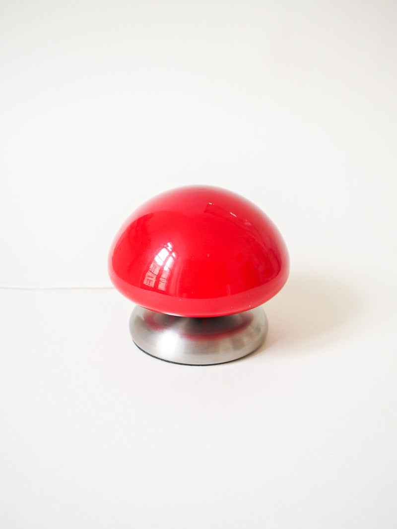 Petite Lampe Champignon Vintage – Globe Rouge Tactile
