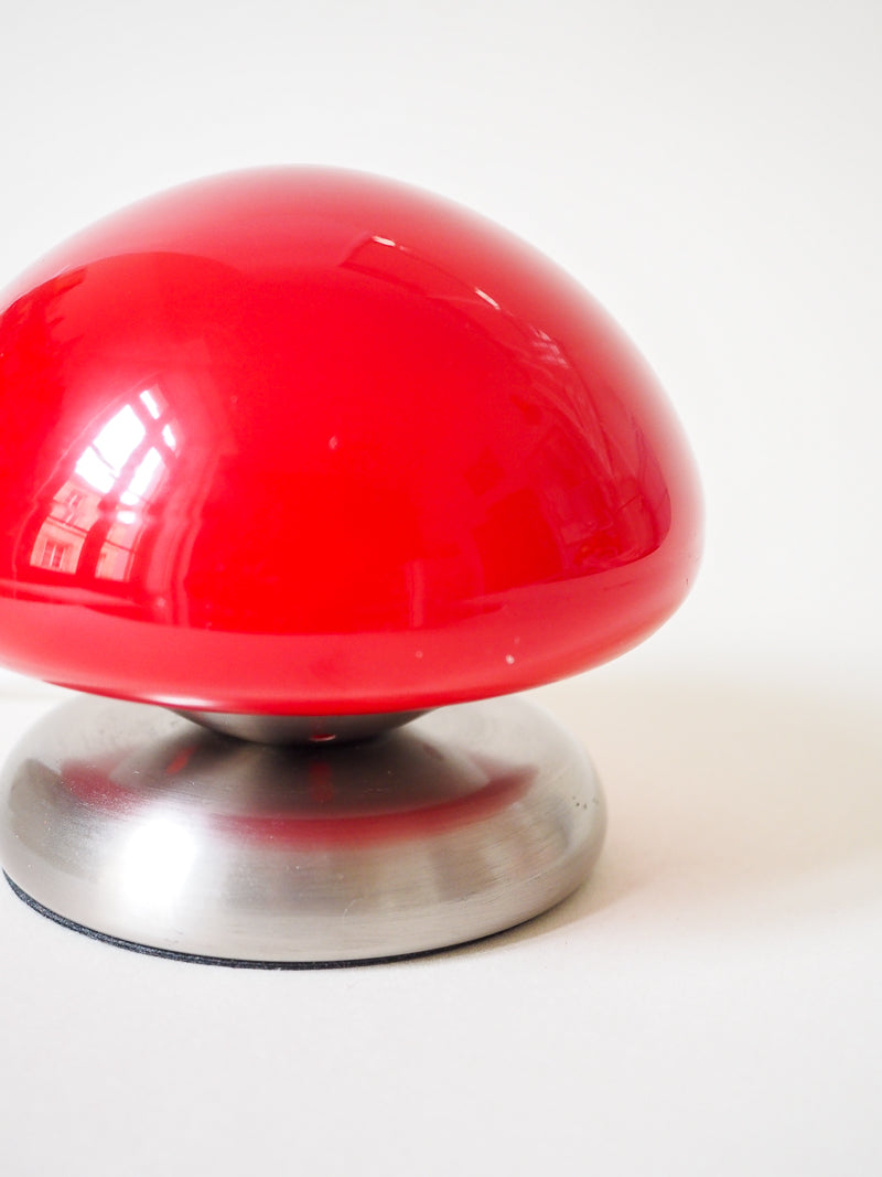 Petite Lampe Champignon Vintage – Globe Rouge Tactile