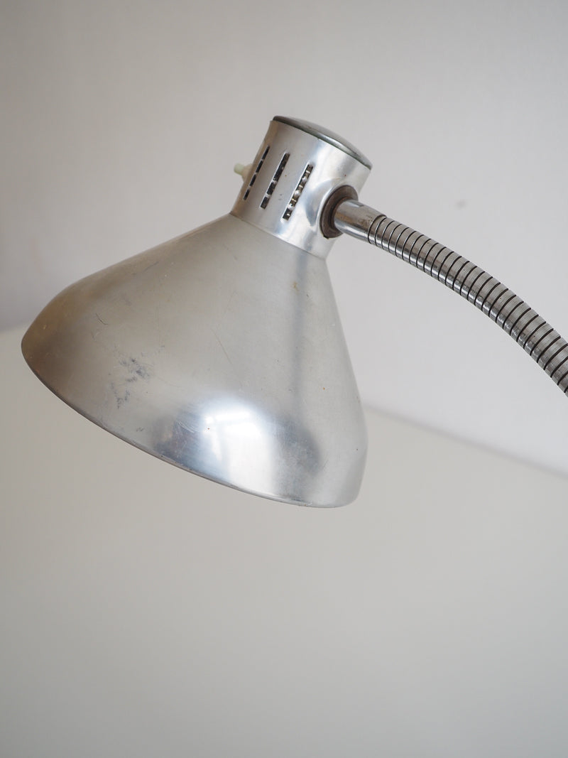 Lampe d'atelier flexible avec étau ancienne