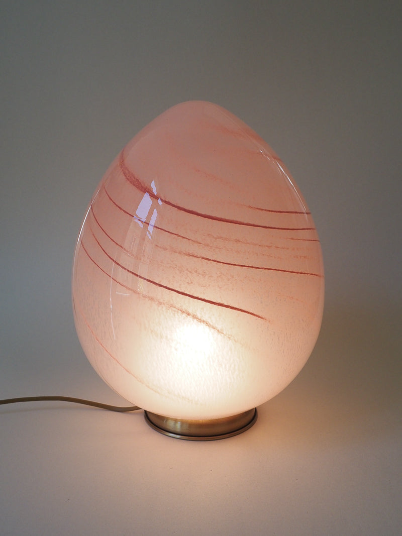 Grande lampe œuf vintage en verre rose – 40 cm