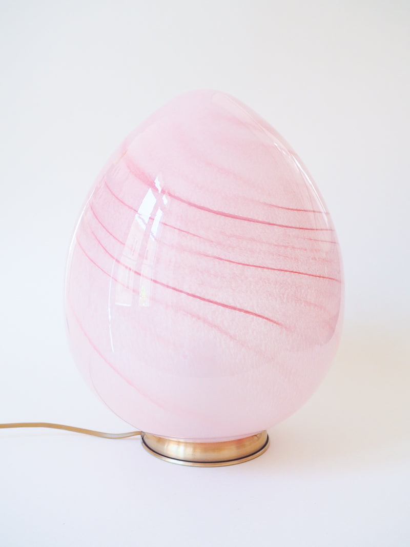 Grande lampe œuf vintage en verre rose – 40 cm