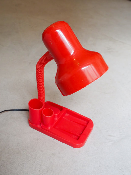 Lampe vintage avec organisateur de bureau rouge