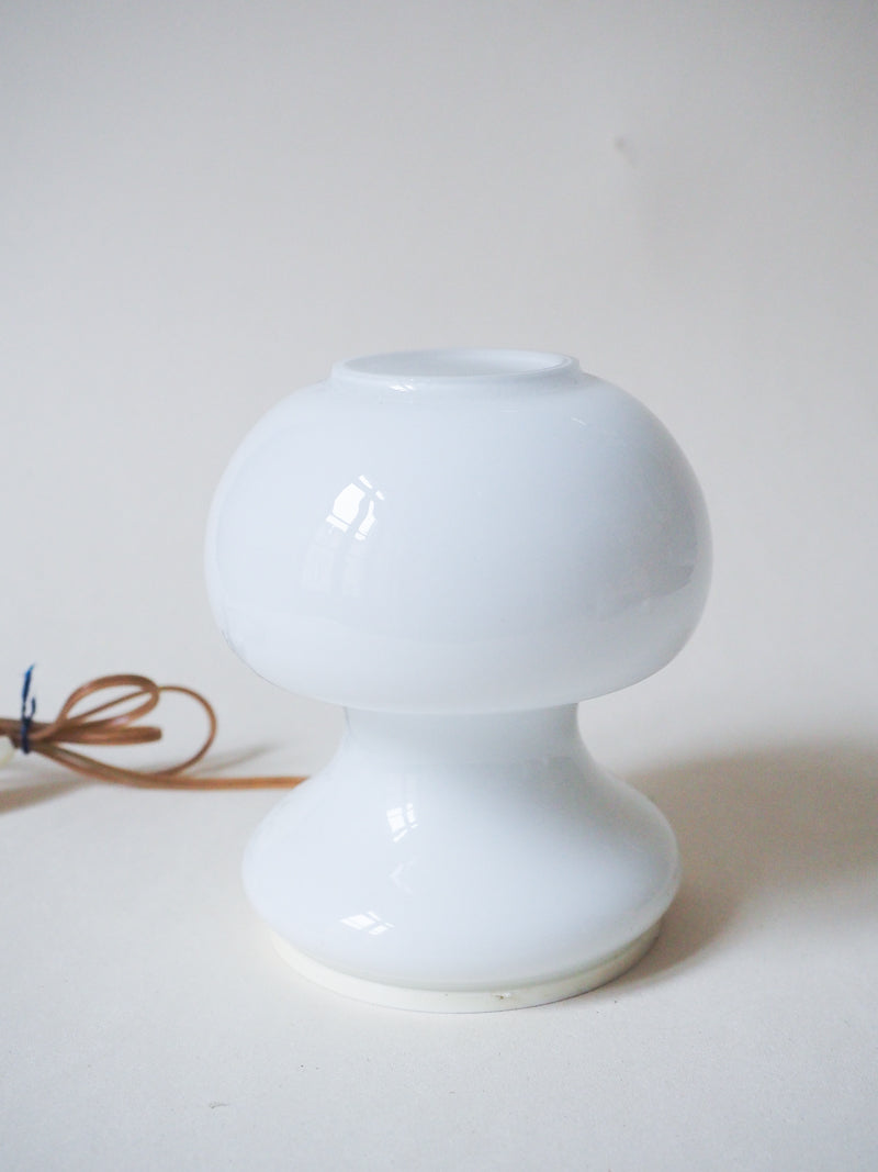 Lampe champignon Space Age 70s – Verre blanc opaline - Vintage