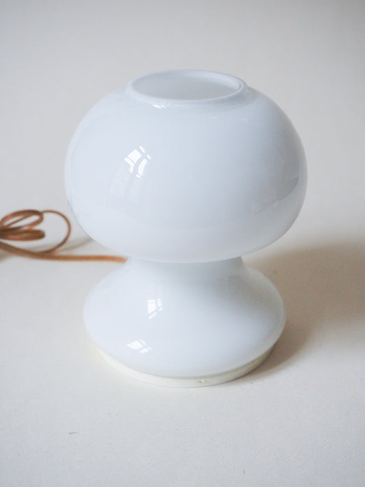 Lampe champignon Space Age 70s – Verre blanc opaline - Vintage