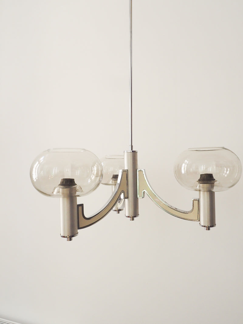 Lustre 3 lumières Gaetano Sciolari  – Design italien années 70
