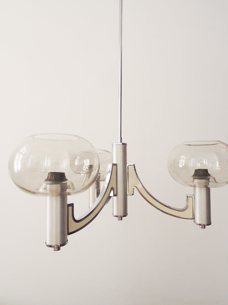 Lustre 3 lumières Gaetano Sciolari  – Design italien années 70
