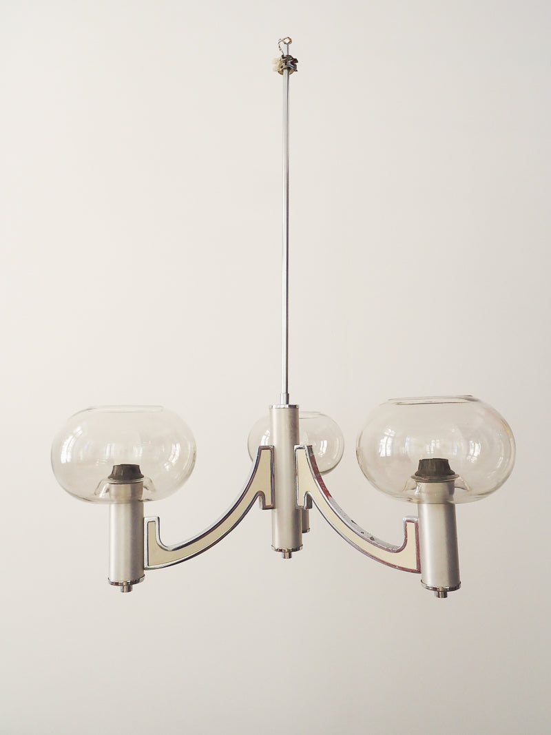 Lustre 3 lumières Gaetano Sciolari  – Design italien années 70