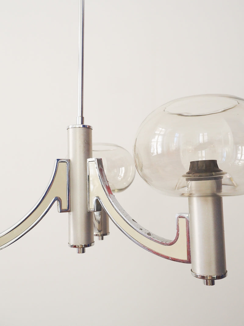 Lustre 3 lumières Gaetano Sciolari  – Design italien années 70