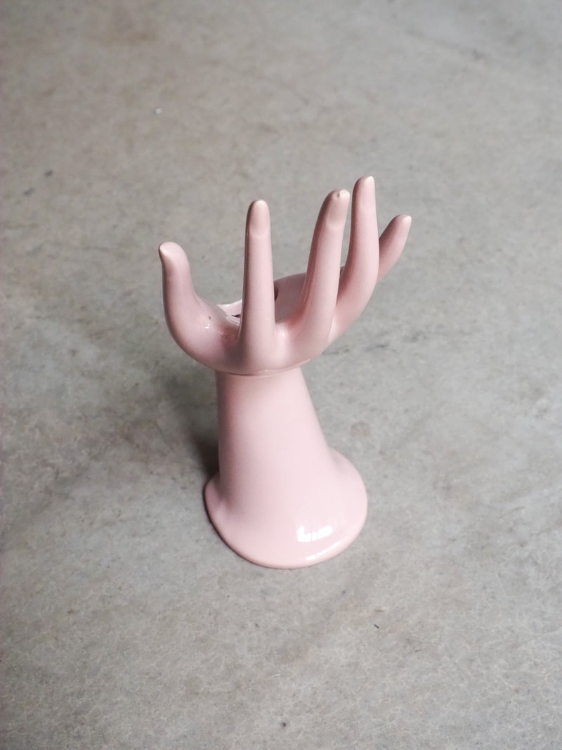 Main en porcelaine rose - soliflore / porte-bijoux