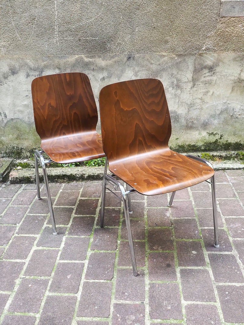 Paire de chaises de conférence vintage années 60/70 – chaise pagholz – Style moderniste