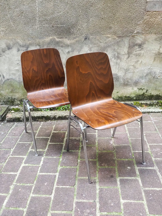 Paire de chaises de conférence vintage années 60/70 – chaise pagholz – Style moderniste