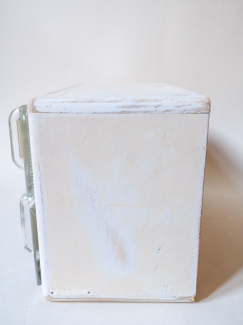 Petit meuble à épices vintage – tiroirs en verre