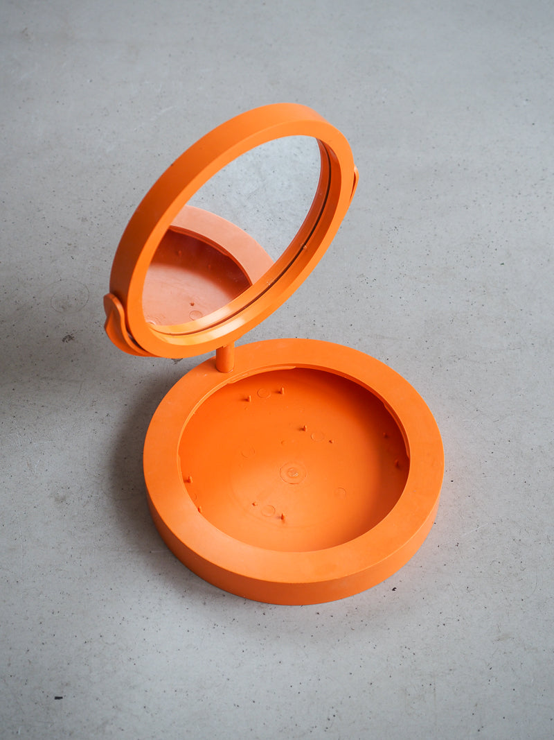 Miroir rond à poser en plastique orange