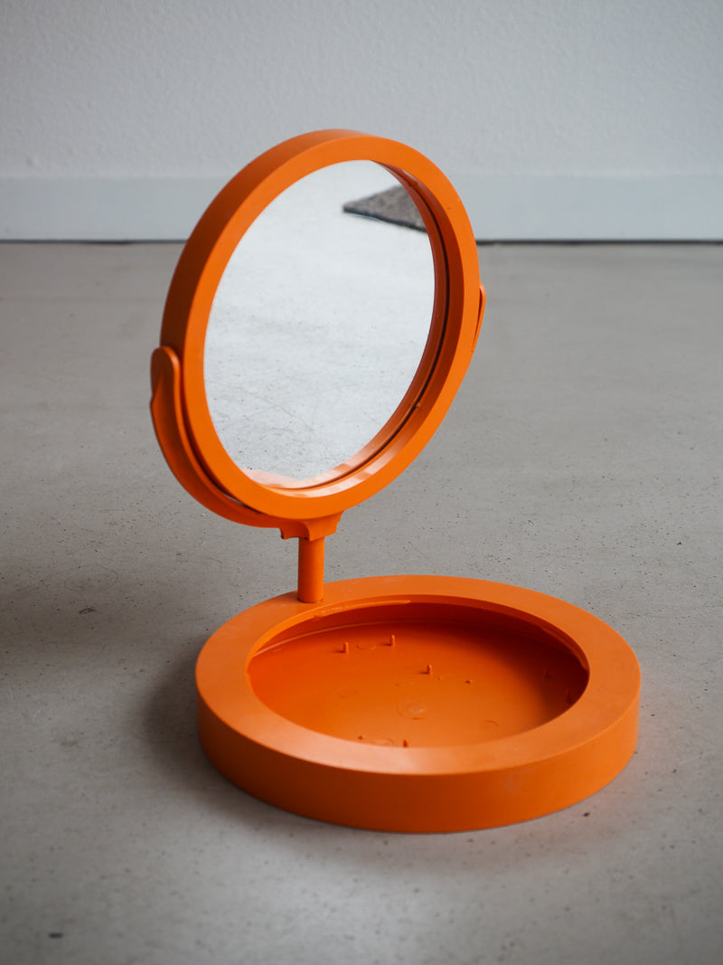 Miroir rond à poser en plastique orange