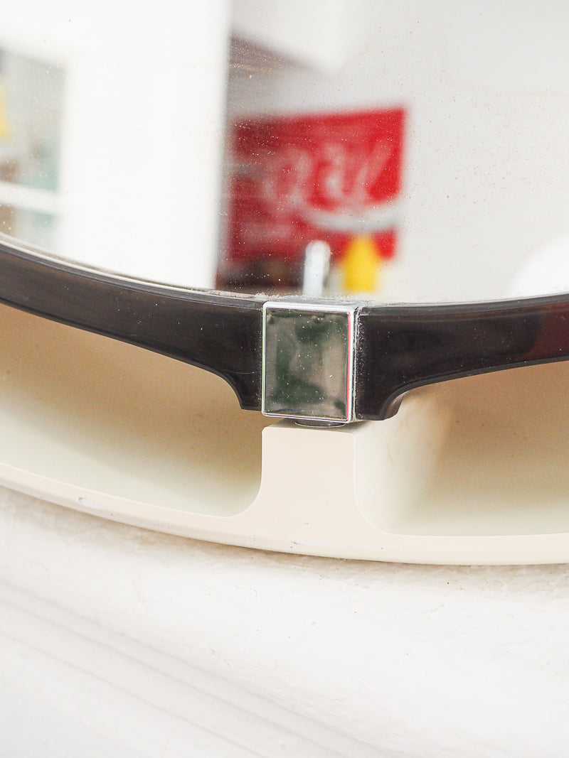 Grand miroir inclinable oval en plastique vintage retro lumineux