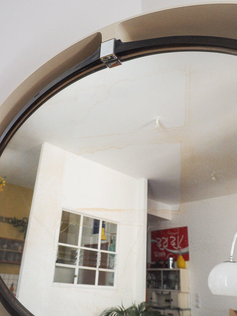 Grand miroir inclinable oval en plastique vintage retro lumineux