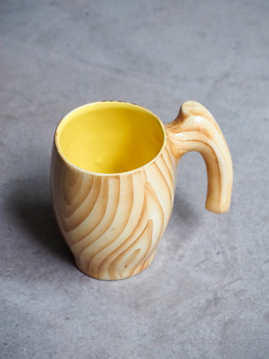 Grand mug / tasse vintage – Style Vallauris Grandjean-Jourdan – Imitation bois