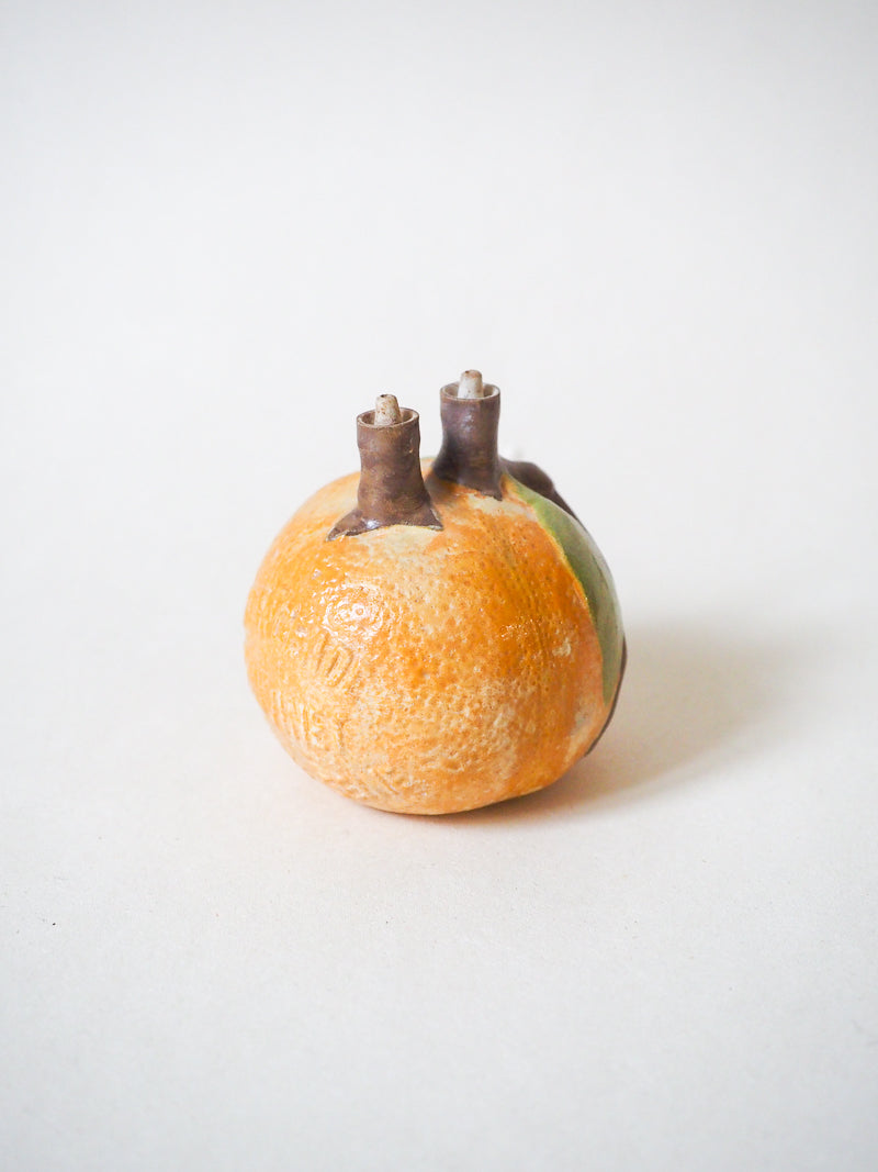 Flacon publicitaire vintage en barbotine – Orangeade Sauvinet, XIXᵉ siècle
