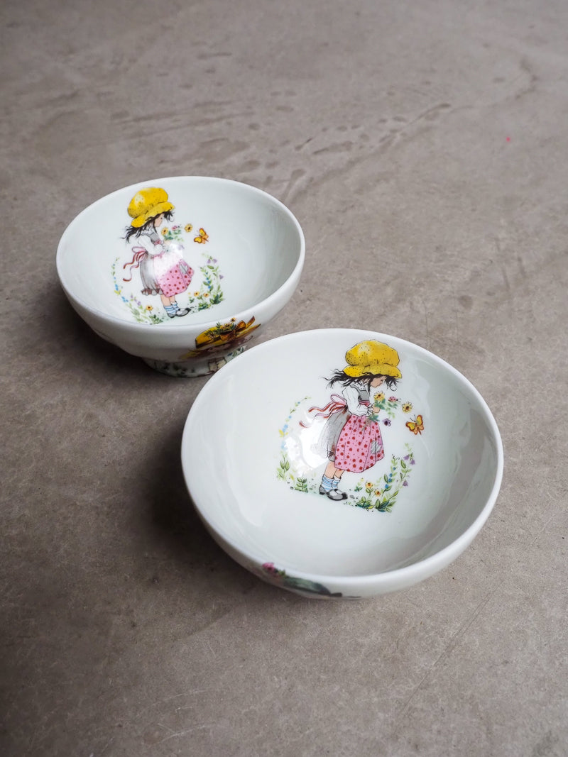 Mini bols en porcelaine de Limoges – Style Sarah Kay – Lot de 2