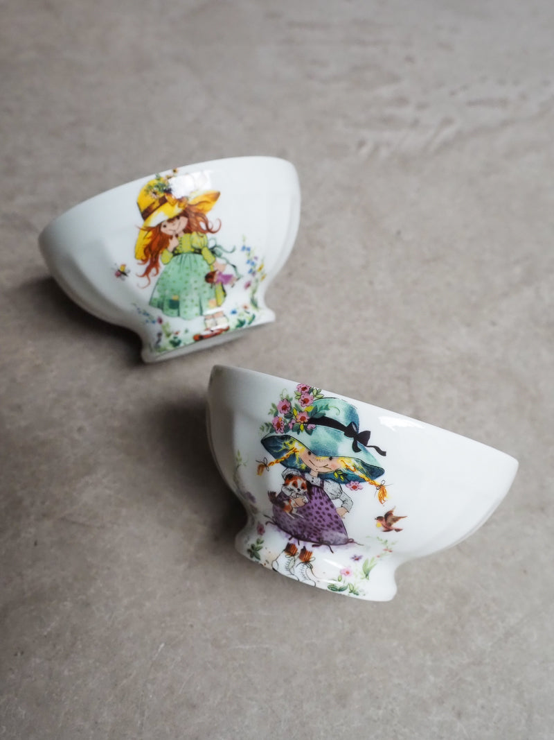 Mini bols en porcelaine de Limoges – Style Sarah Kay – Lot de 2