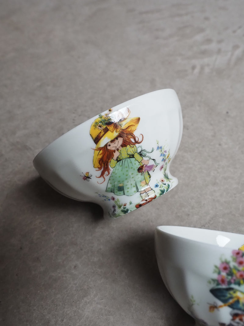 Mini bols en porcelaine de Limoges – Style Sarah Kay – Lot de 2