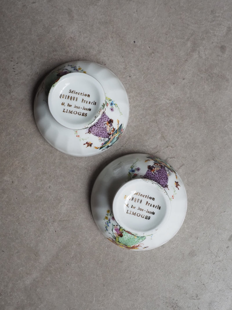 Mini bols en porcelaine de Limoges – Style Sarah Kay – Lot de 2