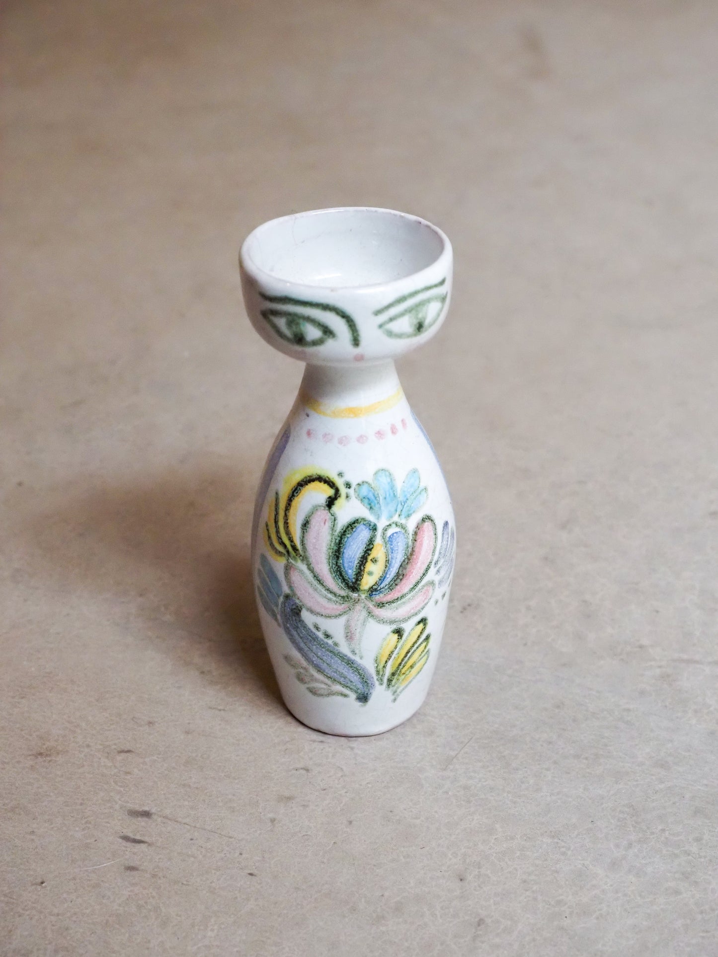 Petite Céramique / Vase à Bulbe Vintage avec visage