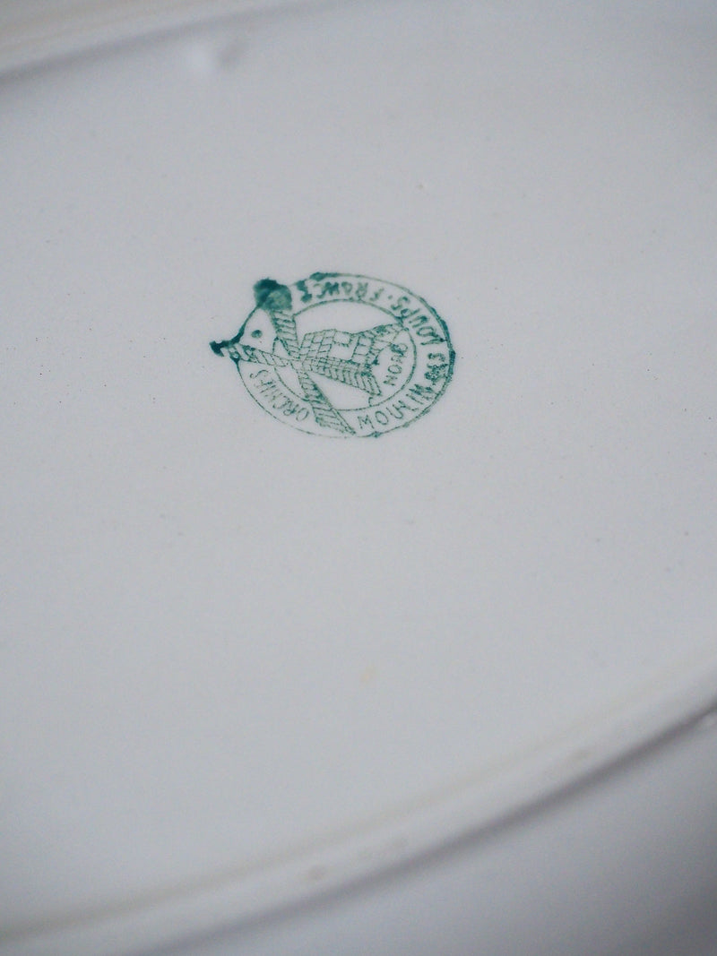 Grand plat oval ancien Moulin des Loups – Collection Orchies à bord jaune