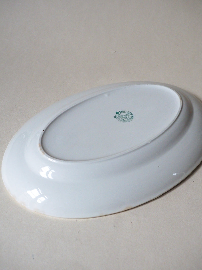 Grand plat oval ancien Moulin des Loups – Collection Orchies à bord jaune