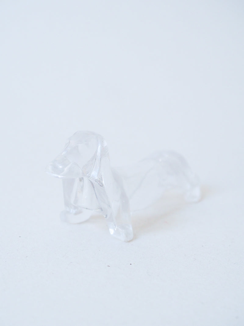 Porte-couteaux vintage en plastique transparent – Forme teckel / basset – Lot de 10