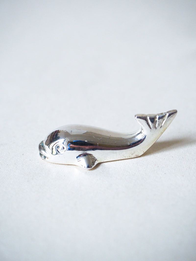 🐋 Service de 6 porte-couteaux vintage – Métal argenté – Forme baleine