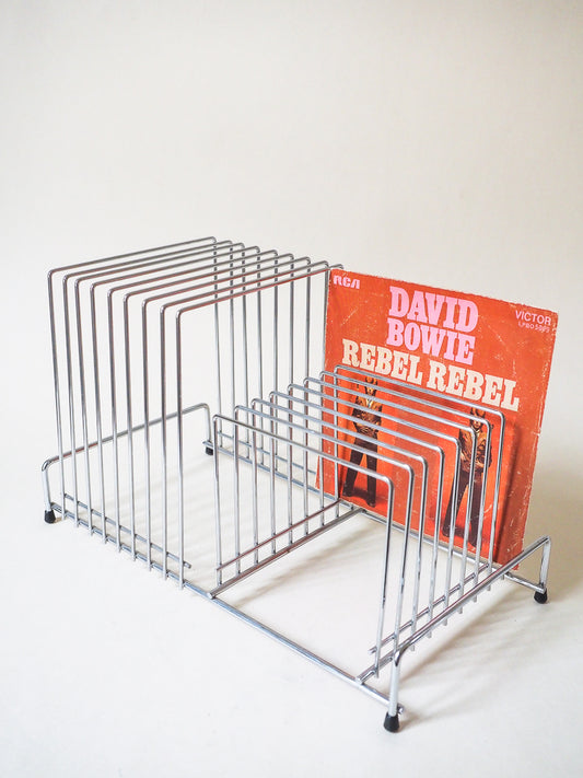 Porte-disques vinyles – Présentoir à vinyles en métal filaire vintage