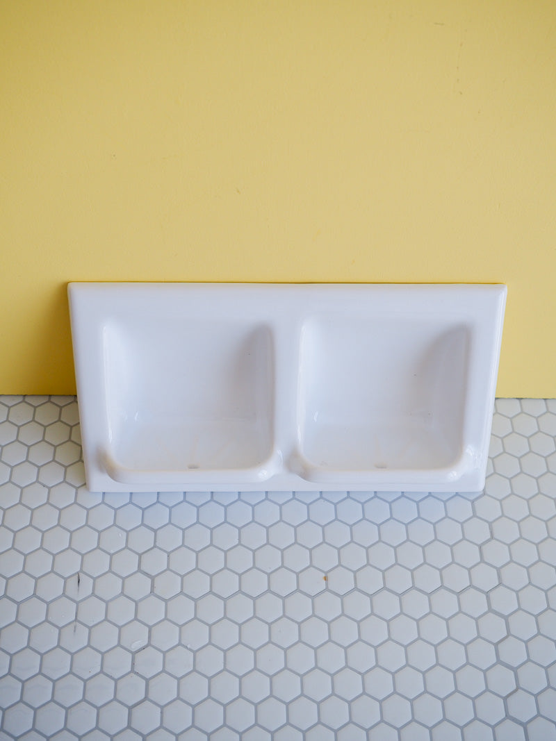 Porte-savon double encastrable en céramique