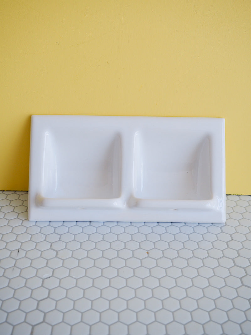Porte-savon double encastrable en céramique
