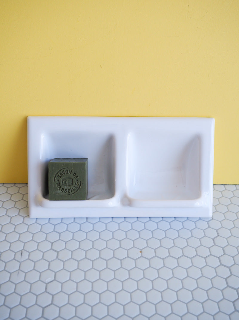 Porte-savon double encastrable en céramique