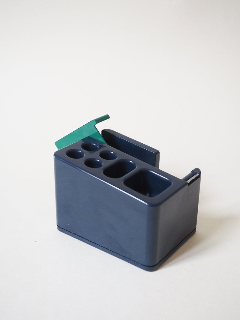 Porte-crayons vintage bleu marine avec dévidoir intégré – Space Age