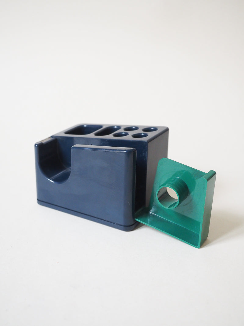 Porte-crayons vintage bleu marine avec dévidoir intégré – Space Age
