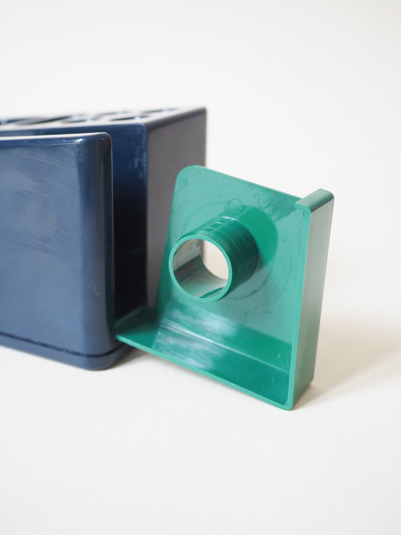 Porte-crayons vintage bleu marine avec dévidoir intégré – Space Age