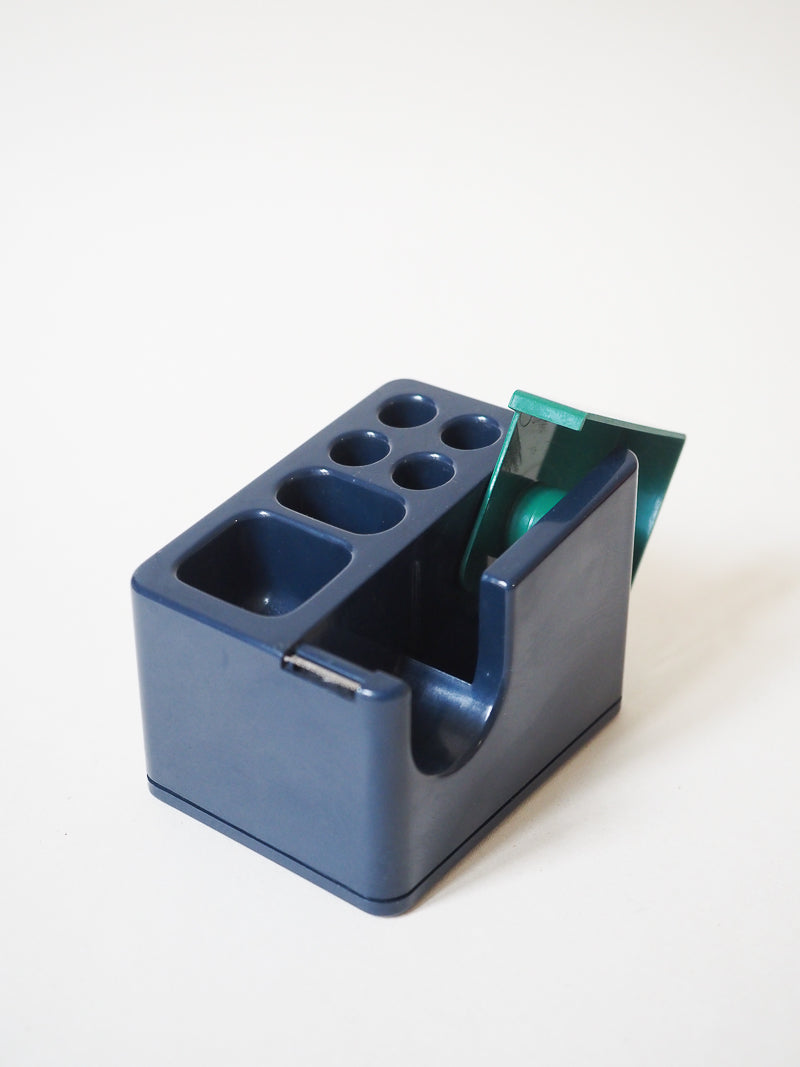 Porte-crayons vintage bleu marine avec dévidoir intégré – Space Age