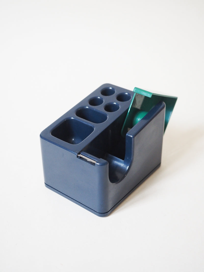 Porte-crayons vintage bleu marine avec dévidoir intégré – Space Age