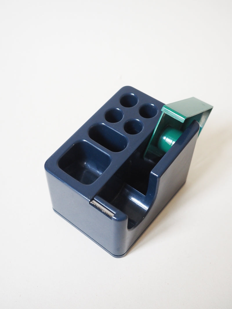Porte-crayons vintage bleu marine avec dévidoir intégré – Space Age