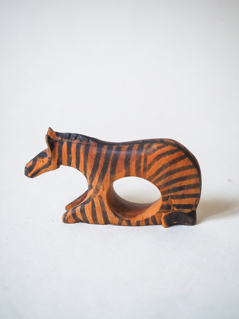 Ronds de serviette artisanaux africains – Lot de 2 – Rhinocéros et Zèbre