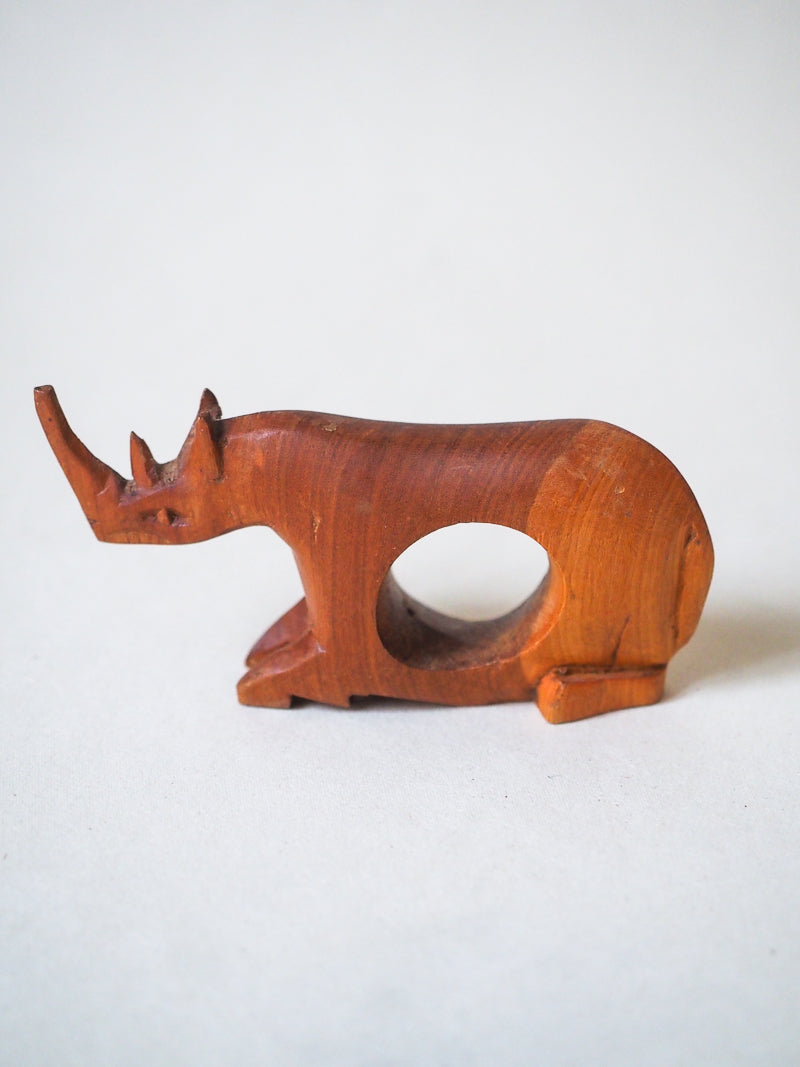 Ronds de serviette artisanaux africains – Lot de 2 – Rhinocéros et Zèbre