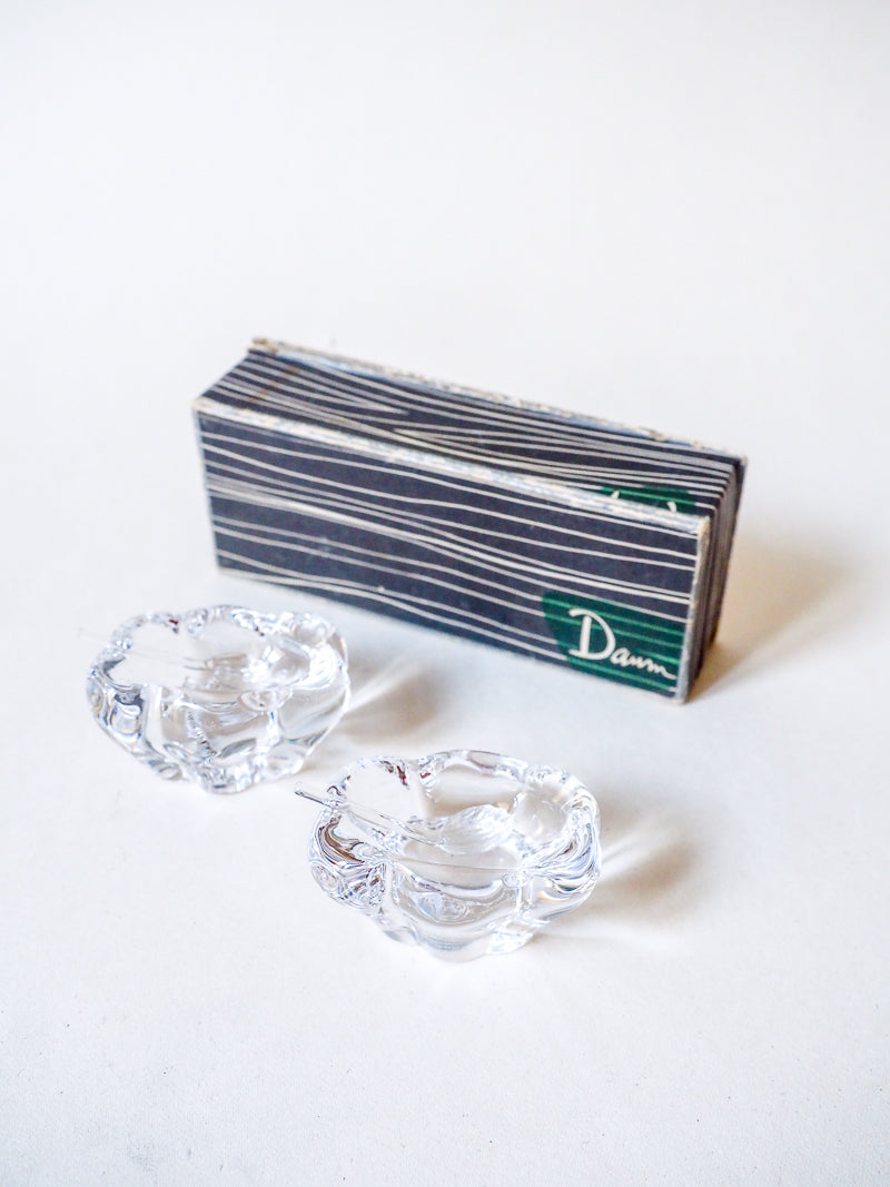Salière et poivrière en cristal Daum – Avec cuillères – Vintage