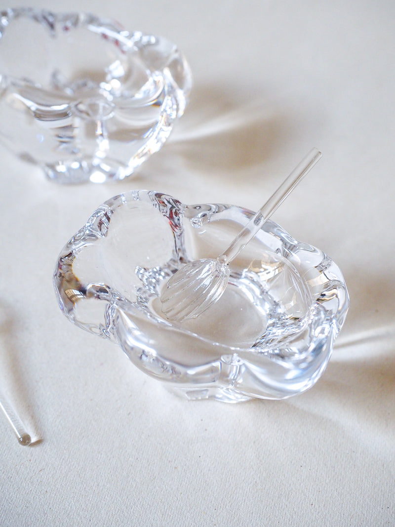 Salière et poivrière en cristal Daum – Avec cuillères – Vintage