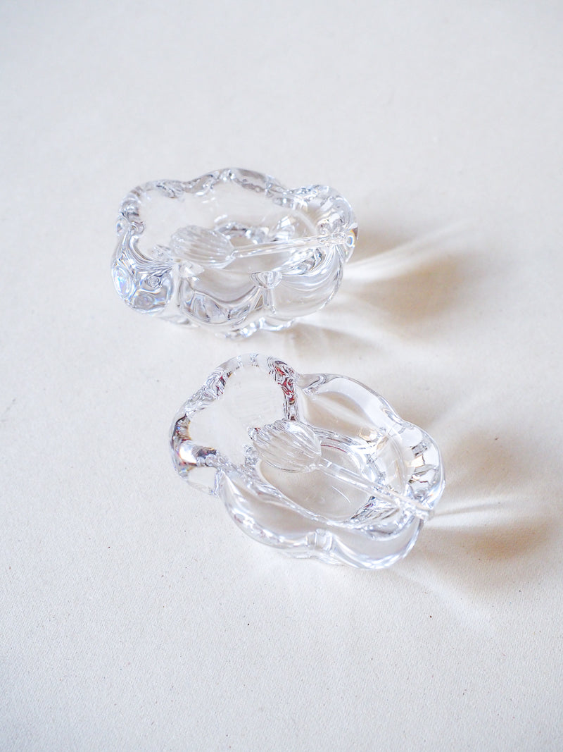 Salière et poivrière en cristal Daum – Avec cuillères – Vintage